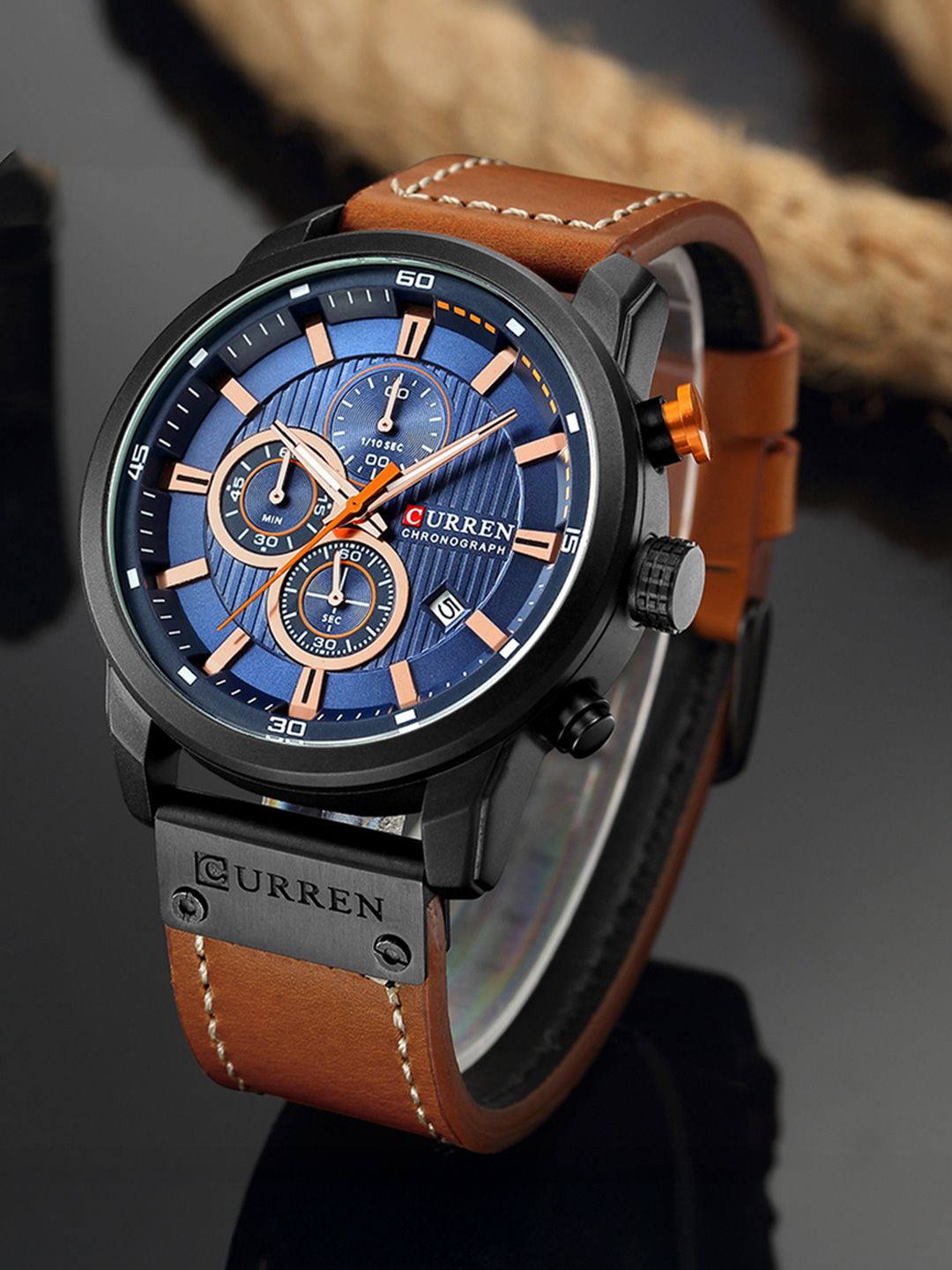 Curren Curren Original Unisex Leather Straps Waterproof Analogue Sports Watch