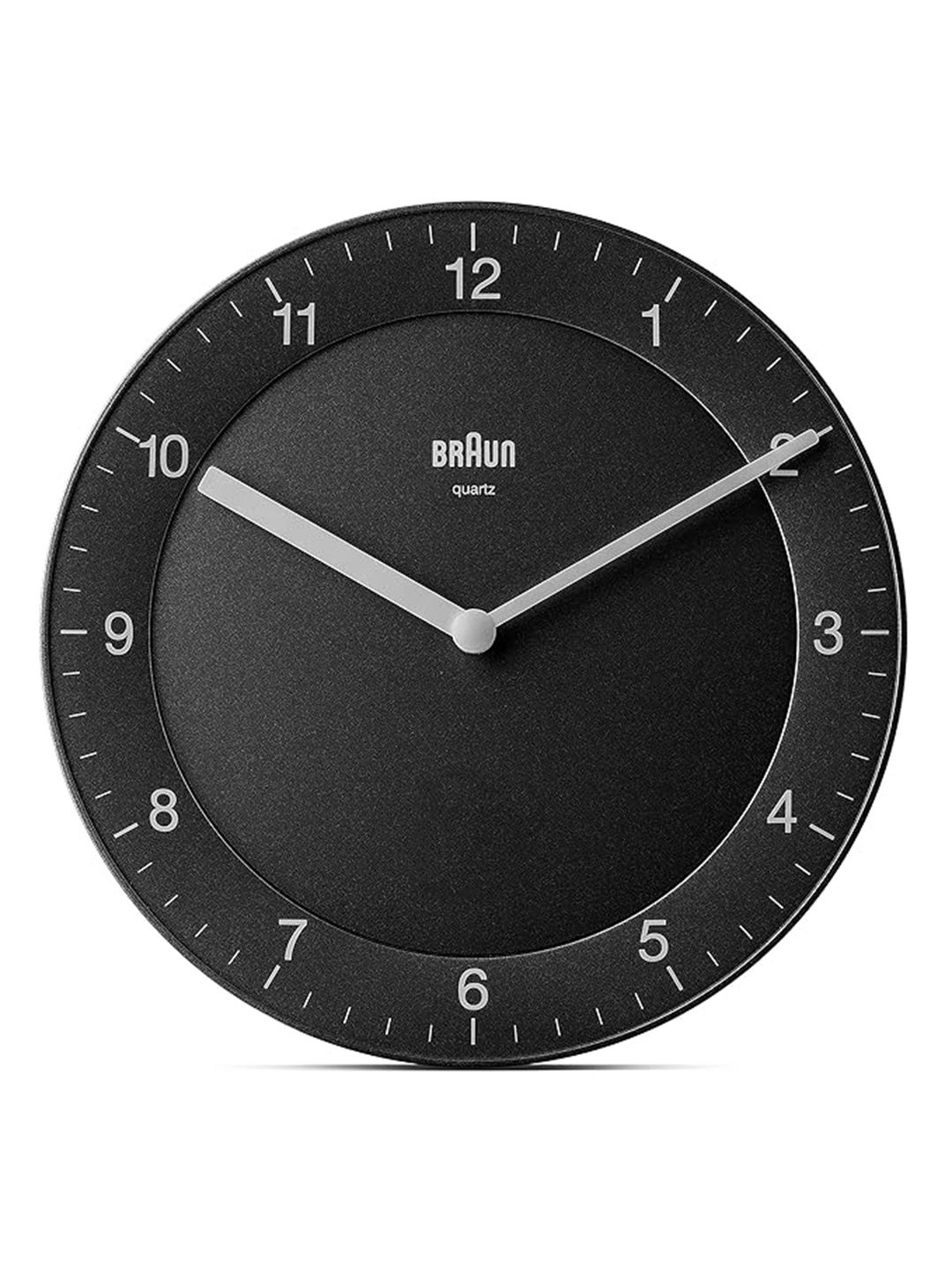 Braun Easy To Read Black Plastic Quartz Movement Round Battery Analogue Wall Clock-20cm