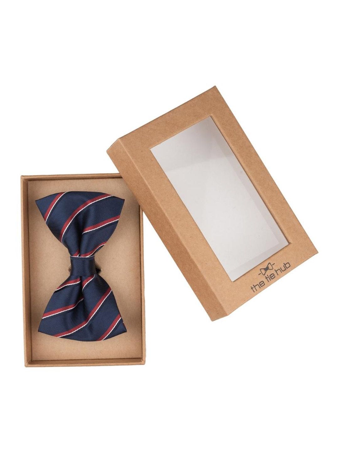 The Tie Hub Men Striped Microfiber Bow Tie
