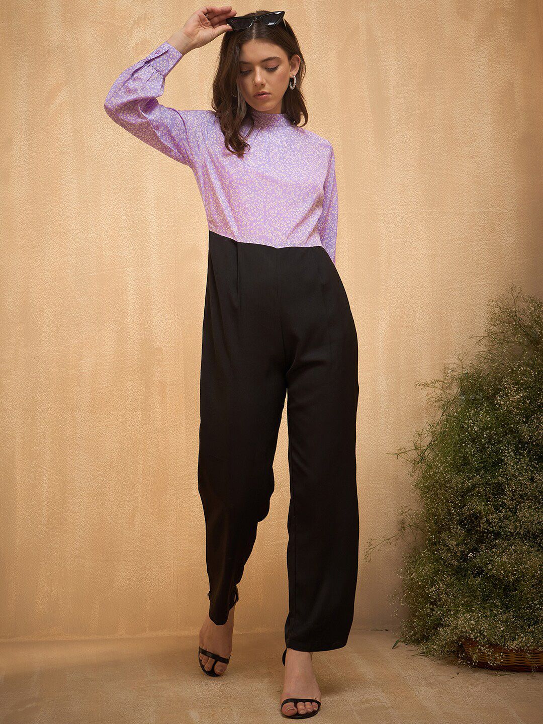 Marie Claire Floral Printed High Neck Basic Jumpsuit