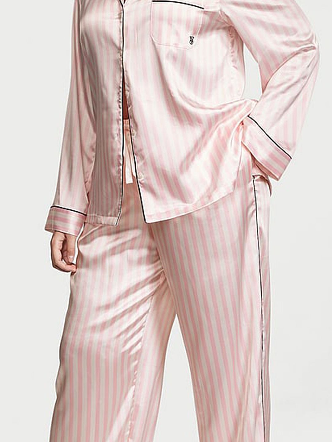 victoria secret night dress pink Victoria's Secret The Tour '23 Iconic Pink Stripe Robe, Women's Lingerie, Embroidery Details, Satin Fabric (XS/S) at Amazon Women's Clothing store