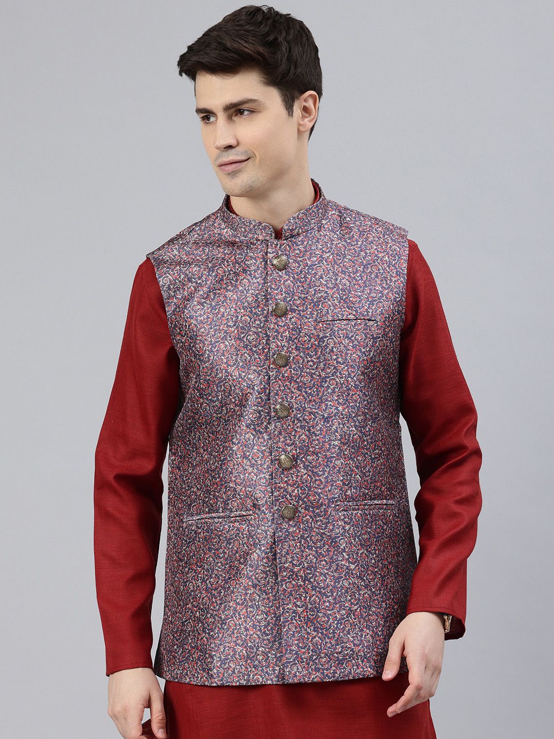 Manthan Men Woven Design Nehru Jacket