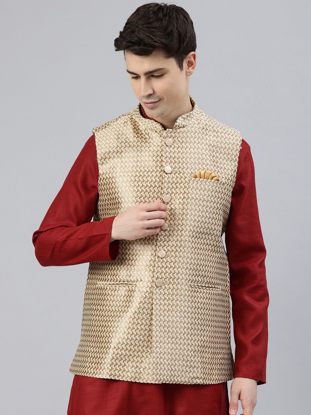 Manthan Woven Design Nehru Jacket
