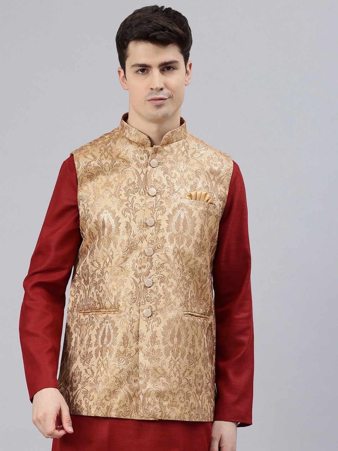 Manthan Men Woven Design Nehru Jacket