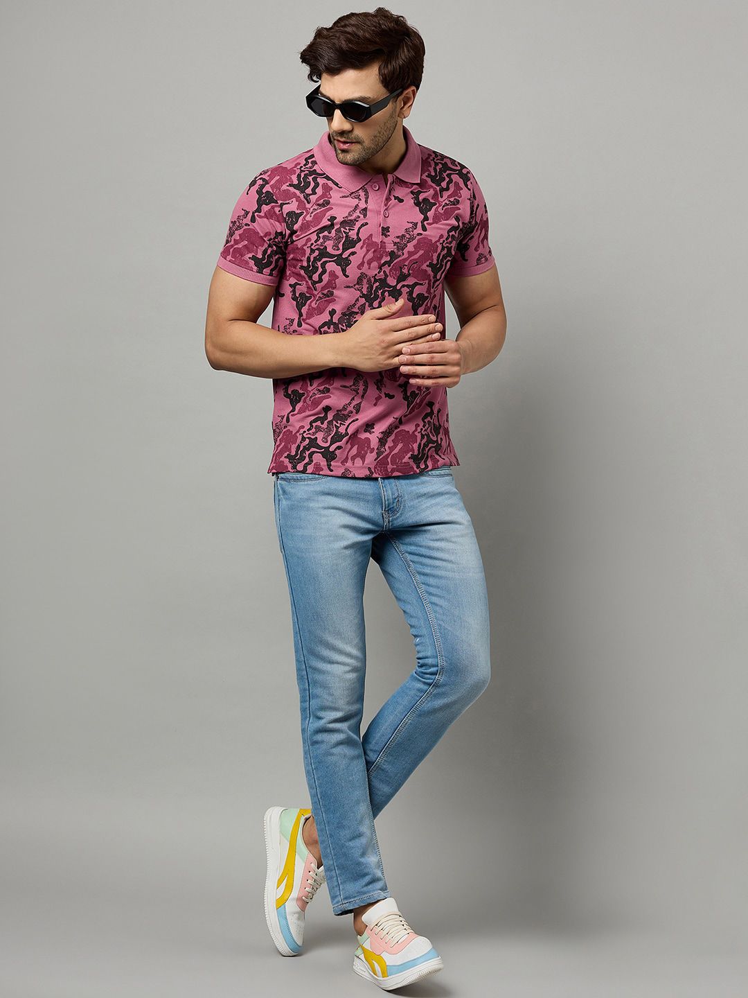 Zigo Abstract Printed Polo Collar Regular Fit T-shirt