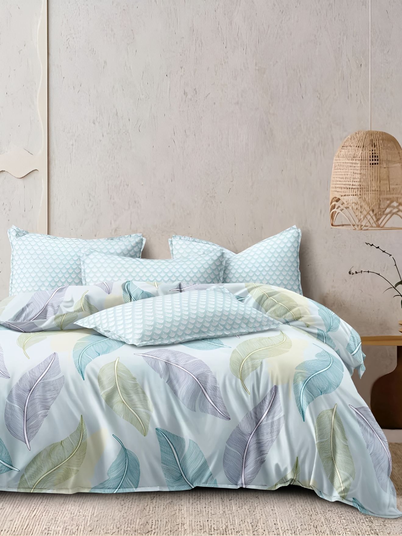 RRC Blue Floral Polycotton 4 Piece Double King Regular Bedding Set