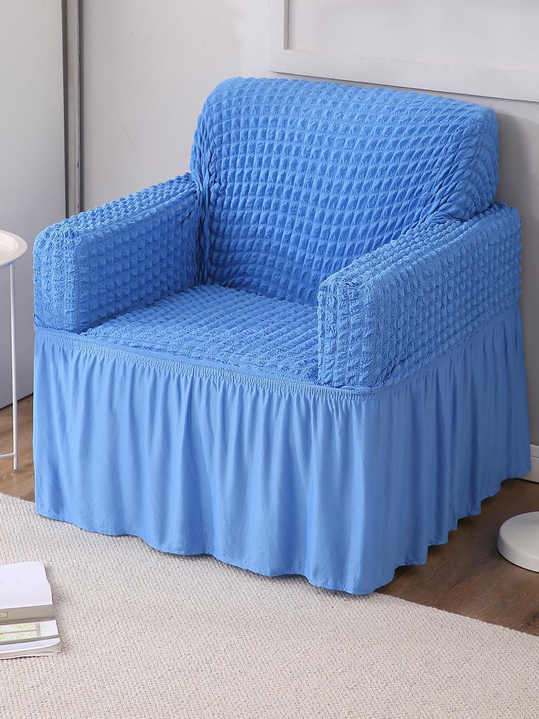 HOKIPO Stretchable Checkered Polyester Straight Single Seater Sofa Cover-43x20x28In