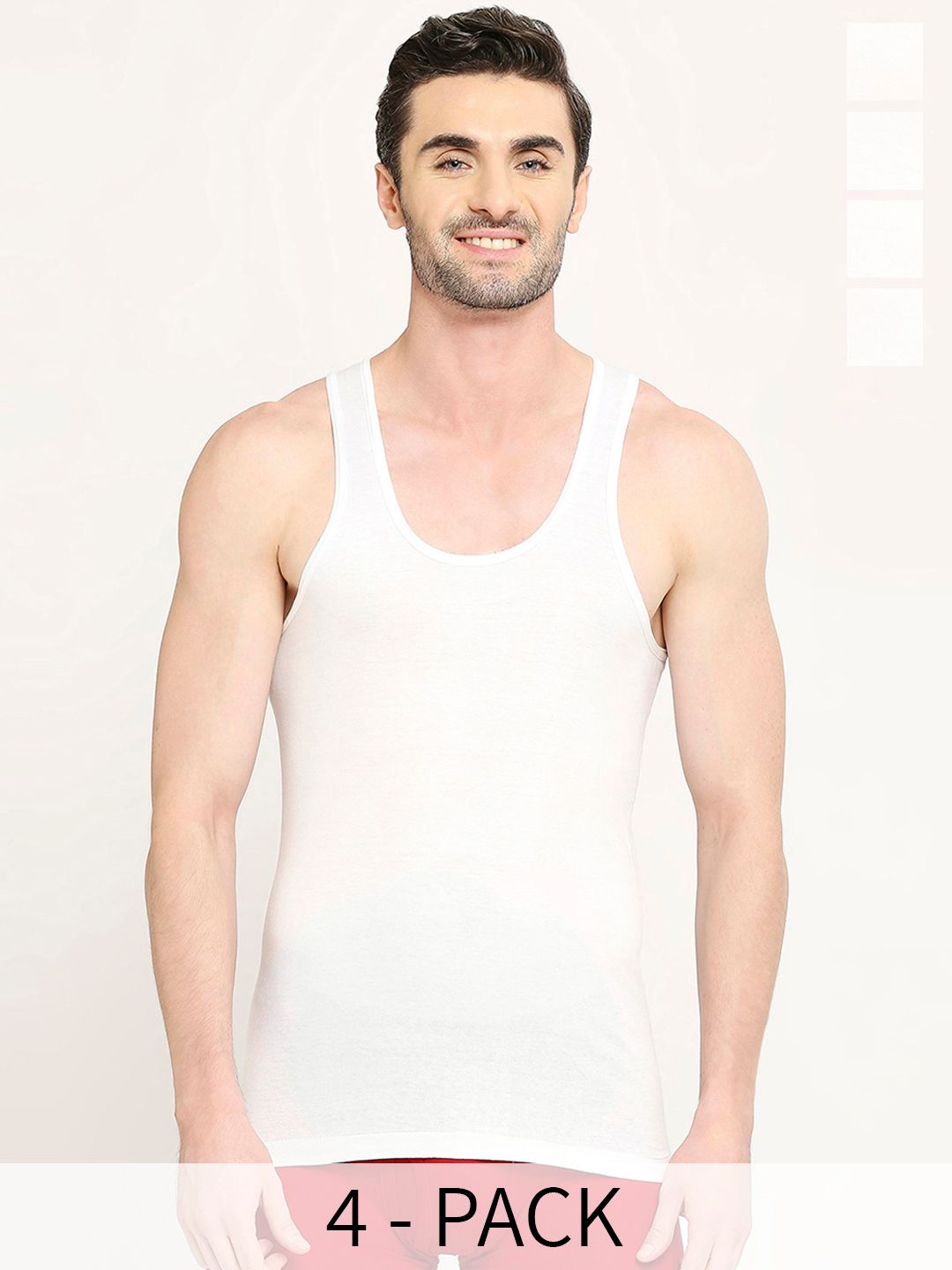 VIP Pack Of 4 Moisture Absorbent Pure Cotton Basic Innerwear Vests