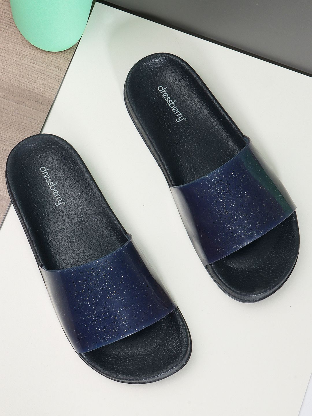 DressBerry Women Navy Blue Sliders