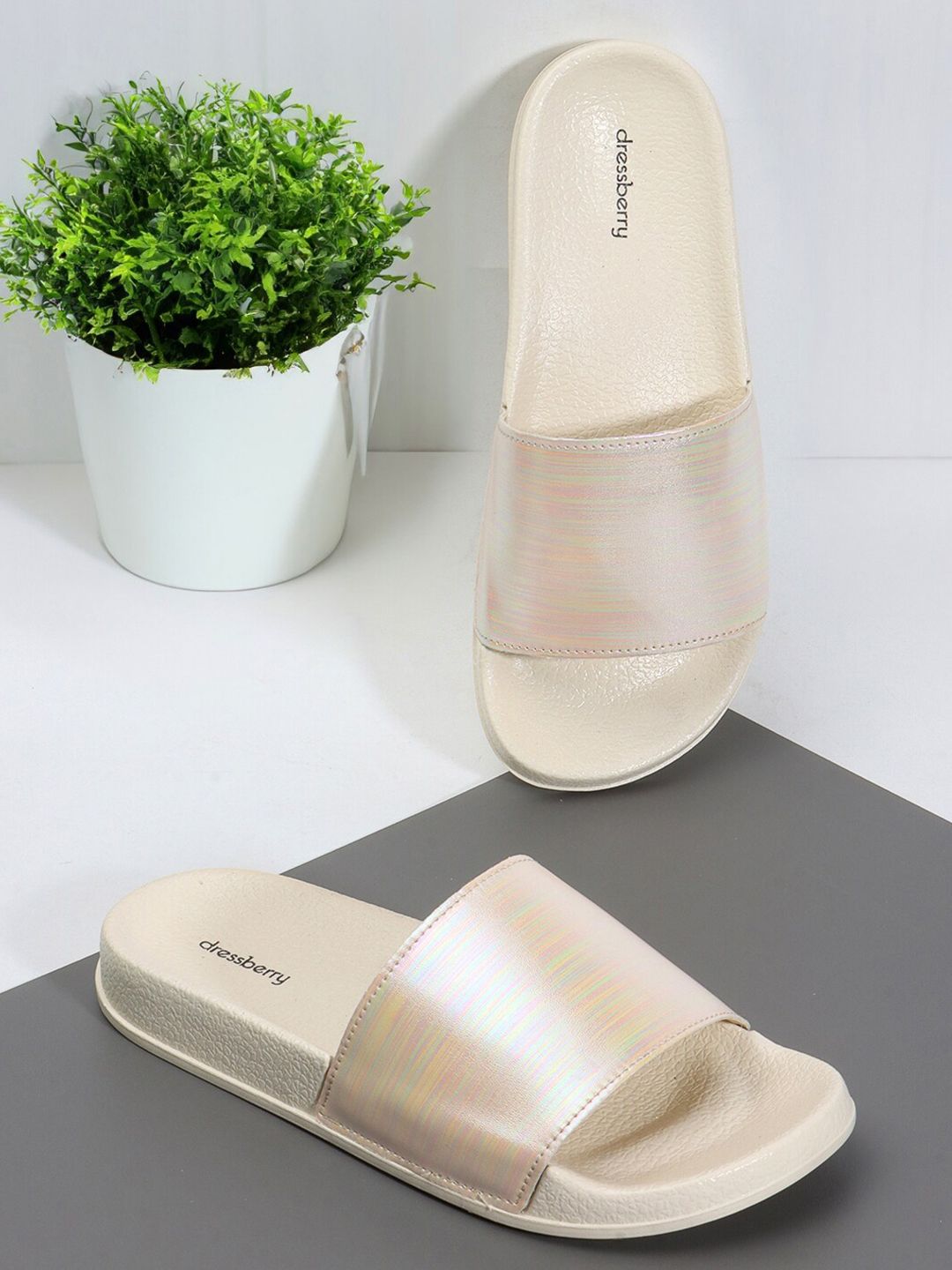 DressBerry Women Beige Sliders