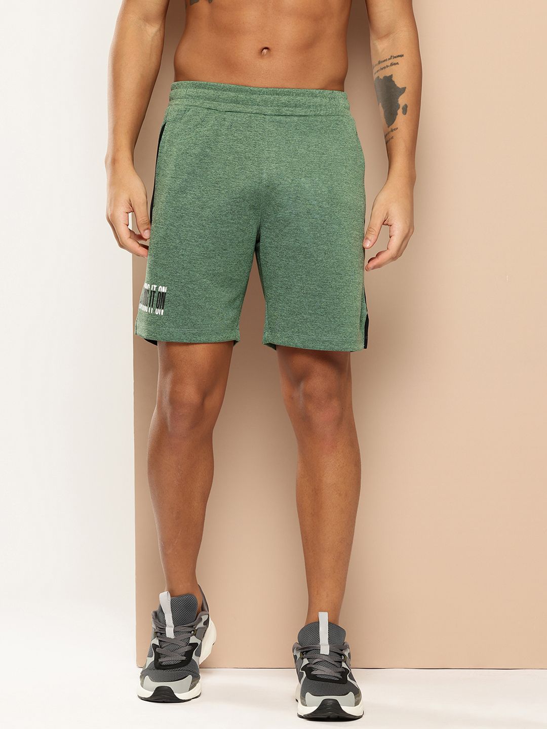 Alcis Men Typography Printed Slim Fit Training Sports Shorts