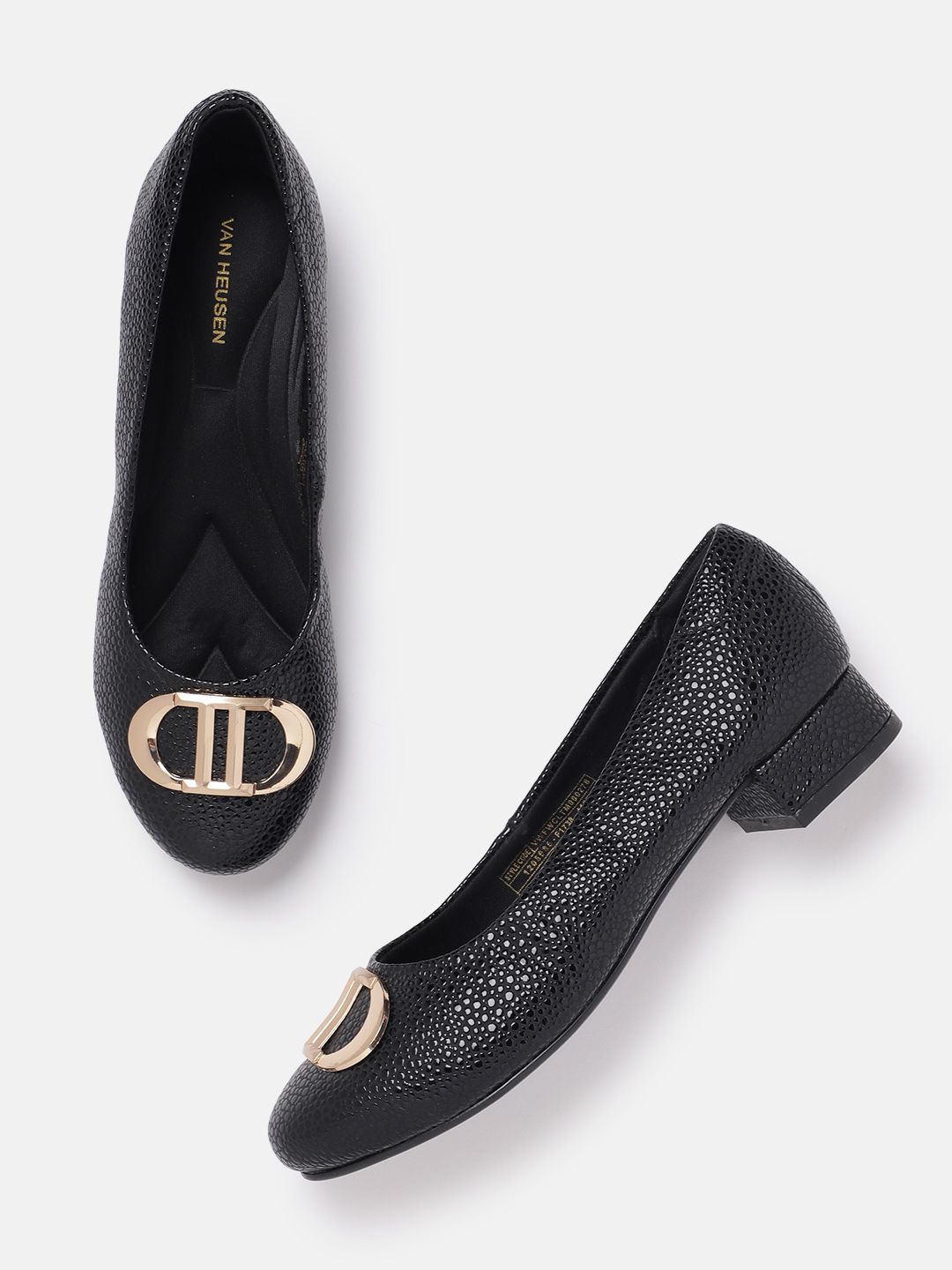 Van Heusen Women Textured Ballerinas with Embellished Detail