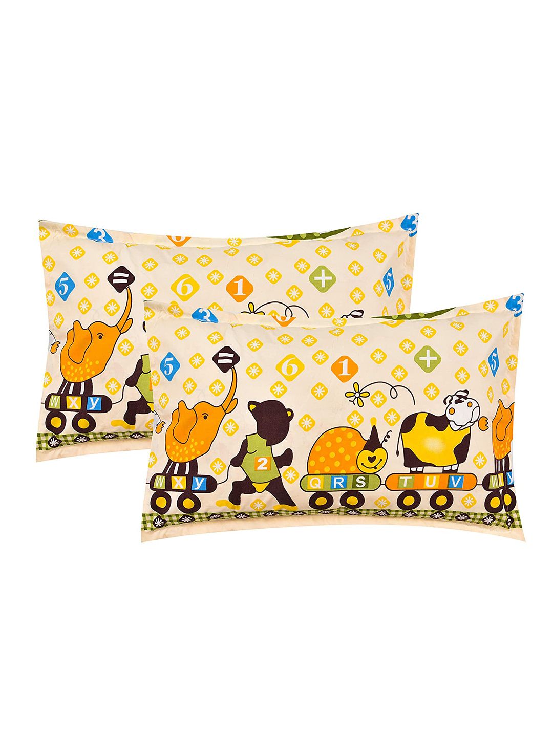 RRC RRC Cream-Coloured & Orange 2 Pieces Rectangle Pillow Covers