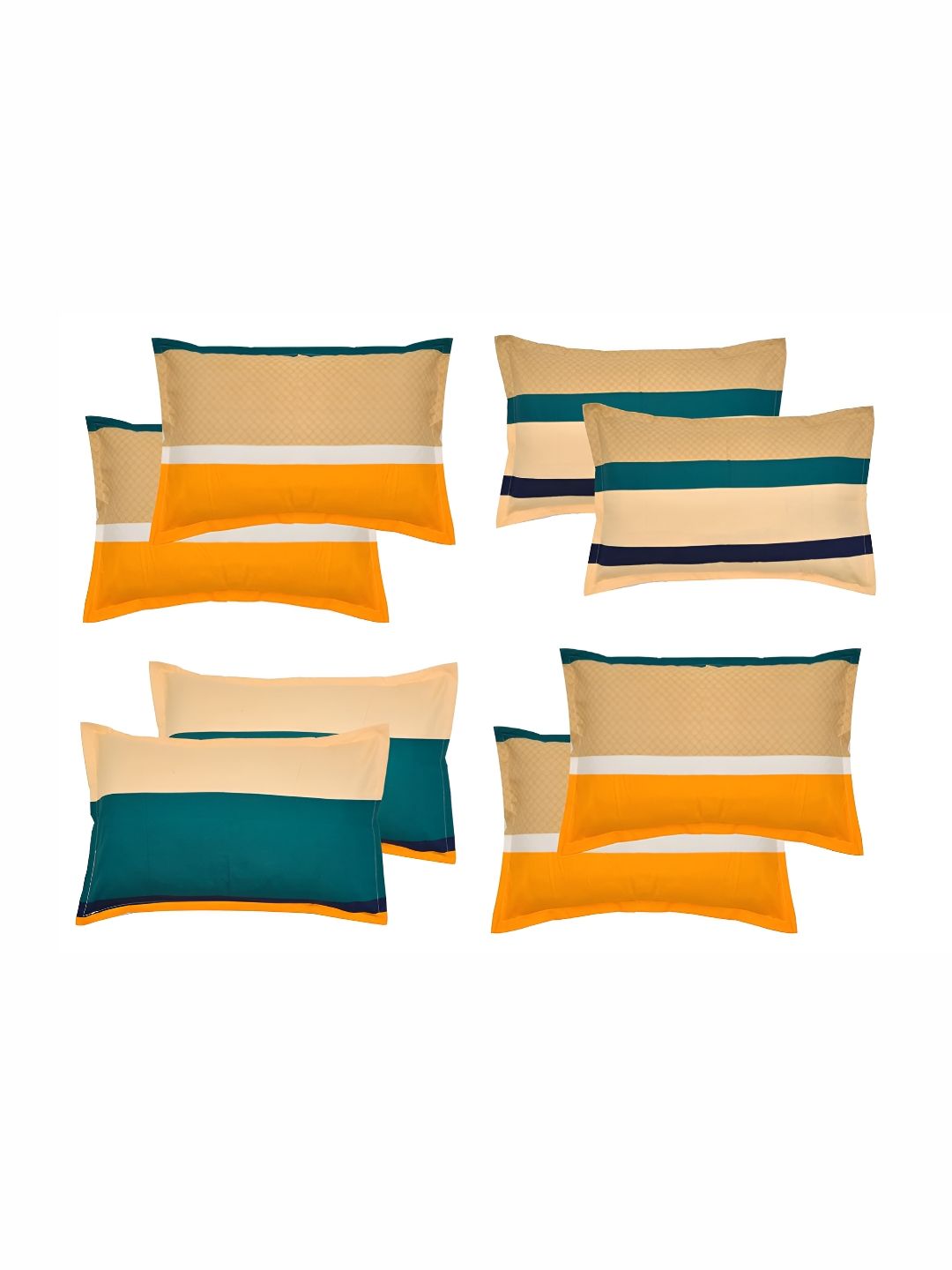 RRC RRC Yellow & Beige 8 Pieces Printed Rectangle Pillow Covers