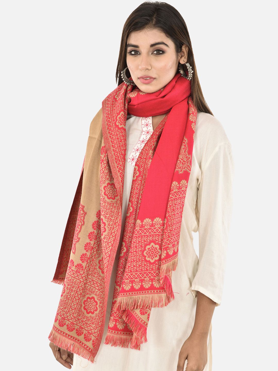 BAISA Floral Woven Design Reversible Shawl