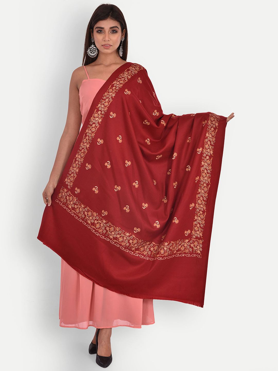 BAISA Floral Embroidered Woollen Shawl