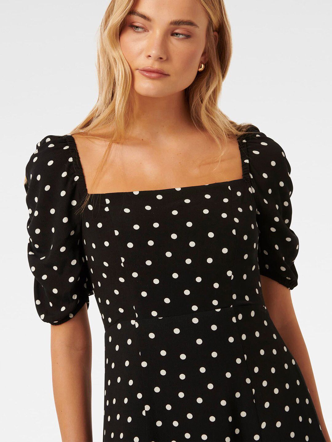 Buy Forever New Polka Dot Printed Square Neck Fit & Flare Midi