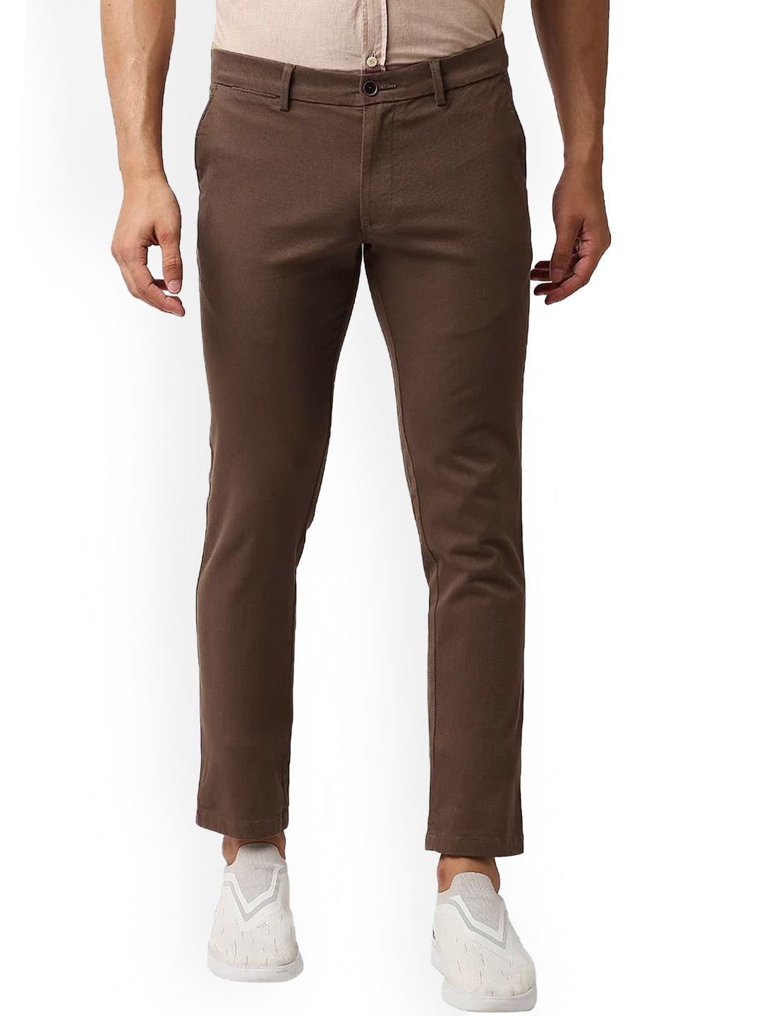 Basics Men Slim Fit Mid Rise Cotton Regular Trousers