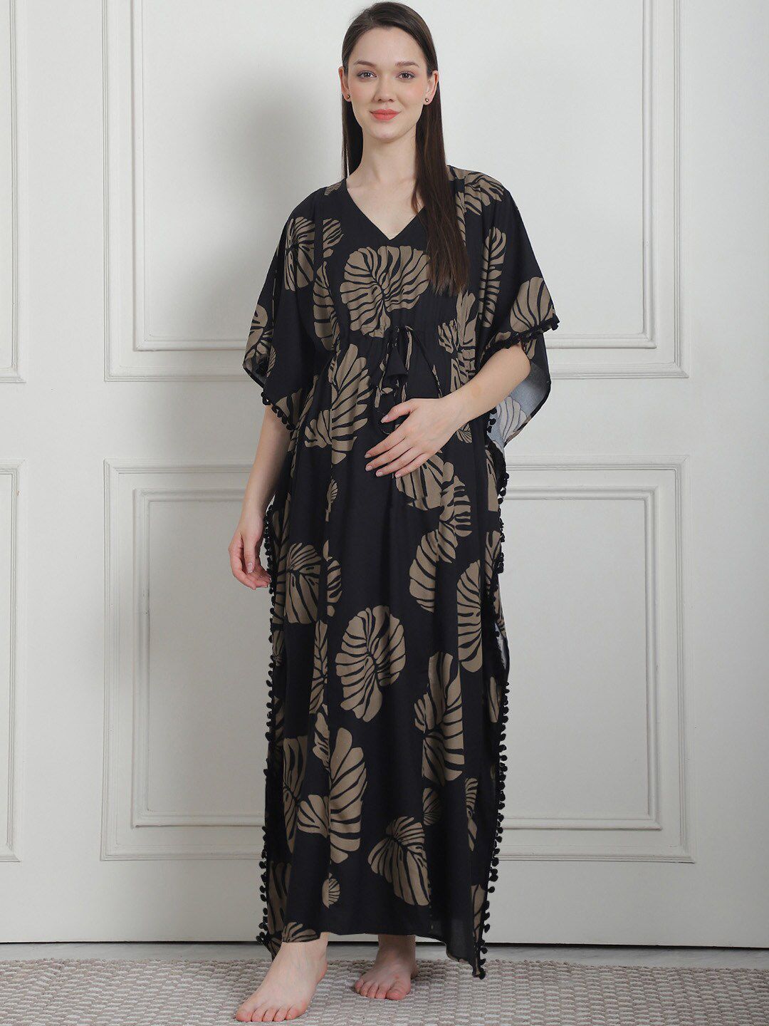 Secret Wish Printed Maxi Maternity Kaftan Nightdress