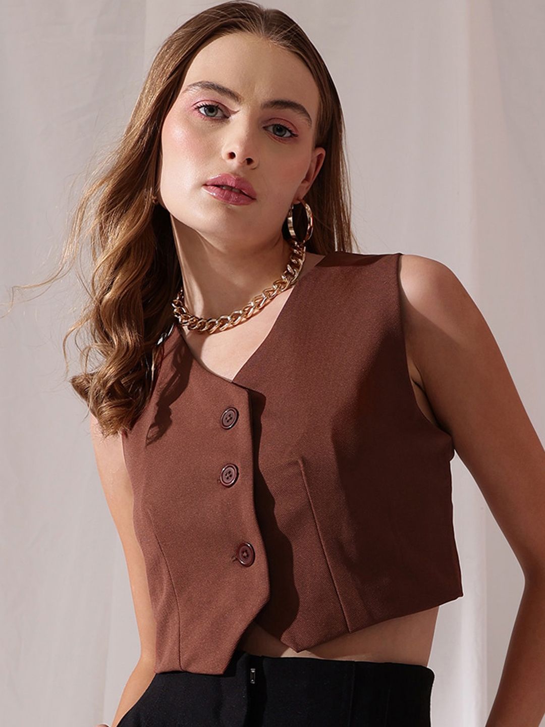 STREET 9 V-Neck Sleeveless Waistcoat deal from myntra