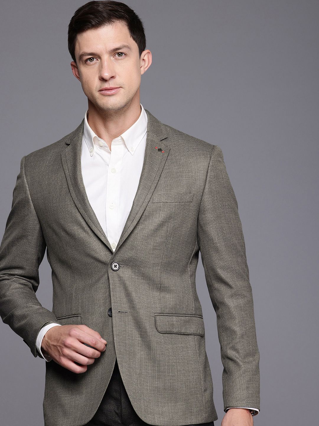 Louis Philippe Slim Fit Single Breasted Self Designed Blazer