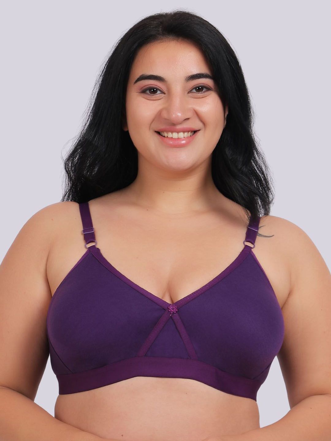 Buy Fabme Women Solid Plus Size Pack of 3 Full Coverage Cotton Non