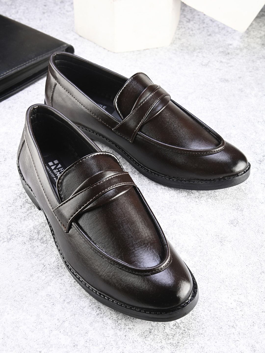 HERE&NOW Men Brown Round Toe Formal Loafers