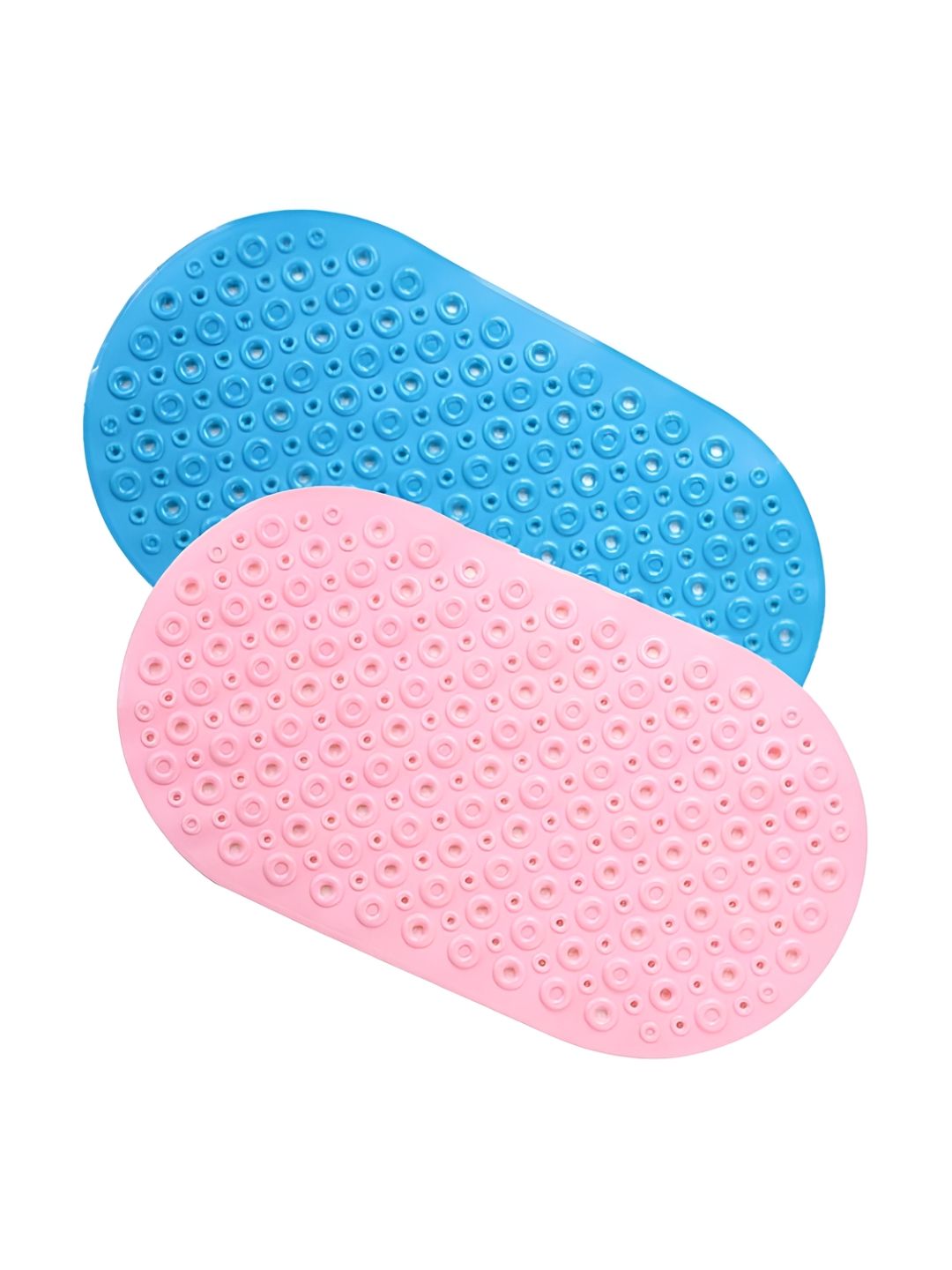 Savya Home Pink & Blue 2 Pieces 210 GSM PVC Soft Rubber Anti Skid Bath Mats