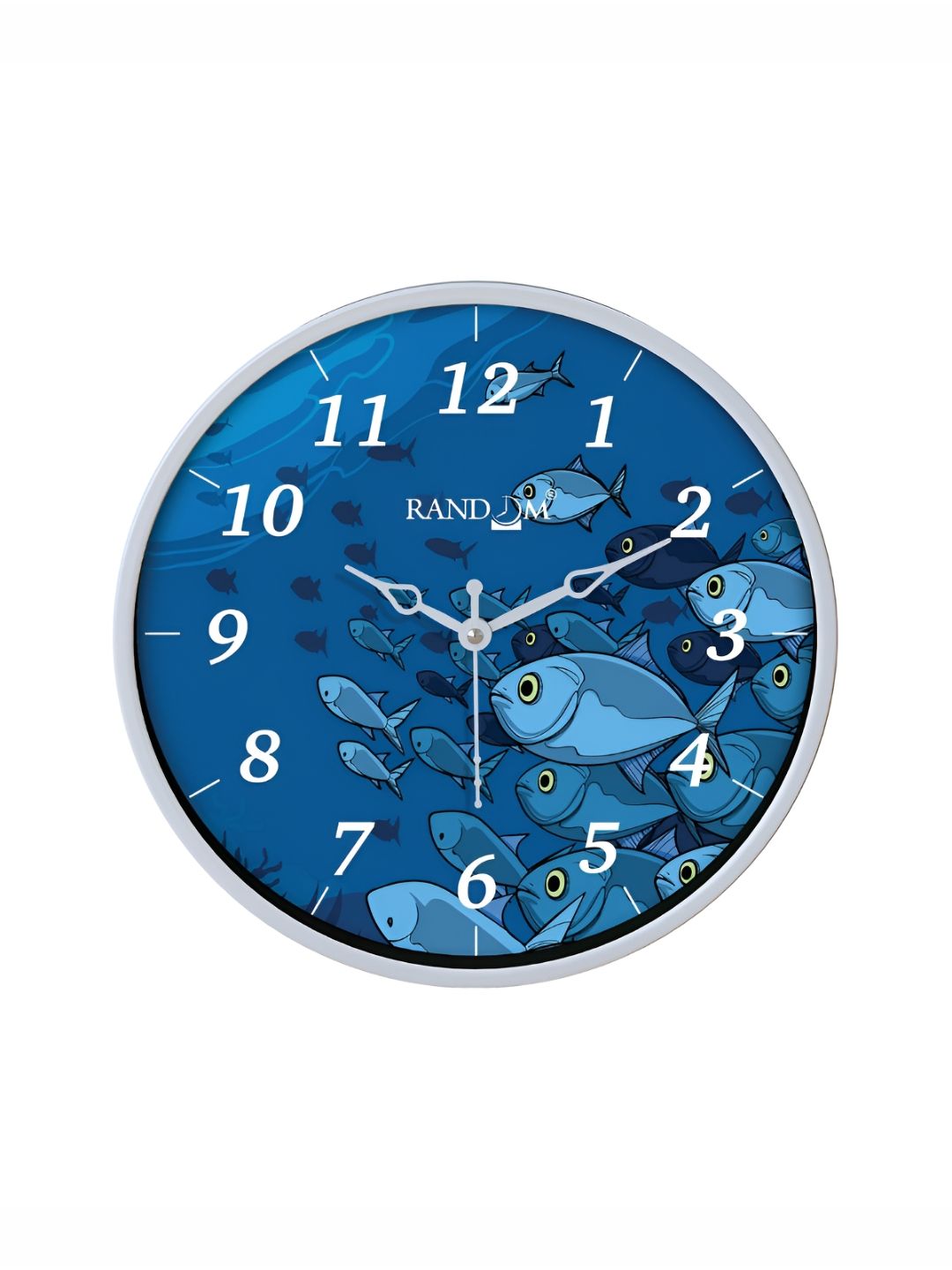 RANDOM RANDOM White & Blue Printed Contemporary Wall Clock