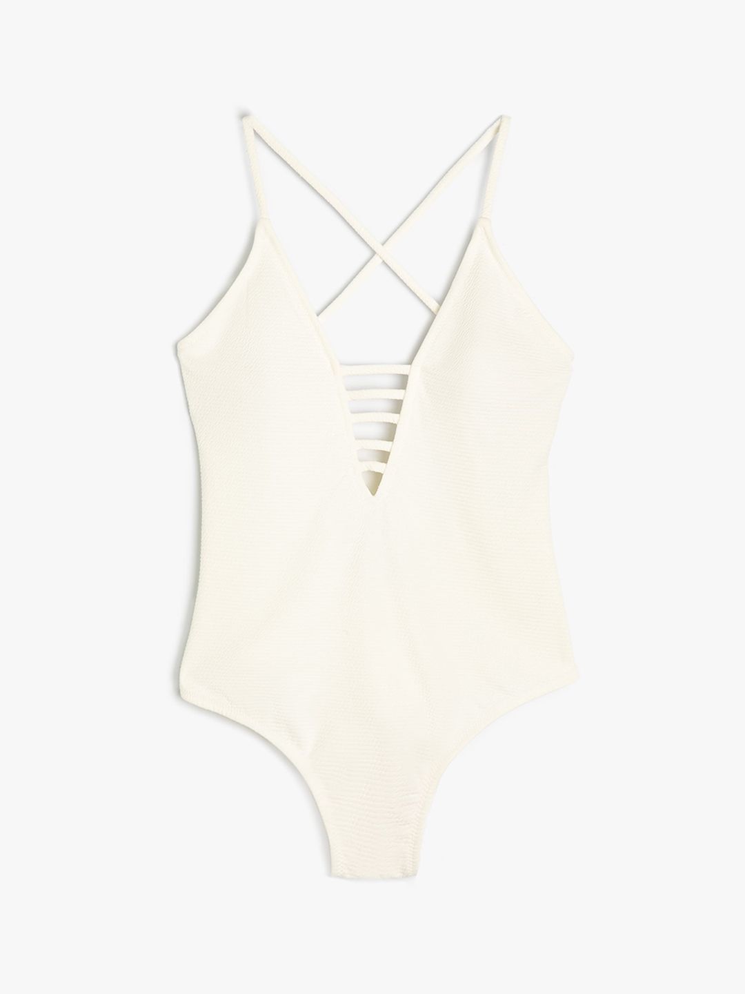 Koton Full Coverage Halter Neck Swim Bodysuit