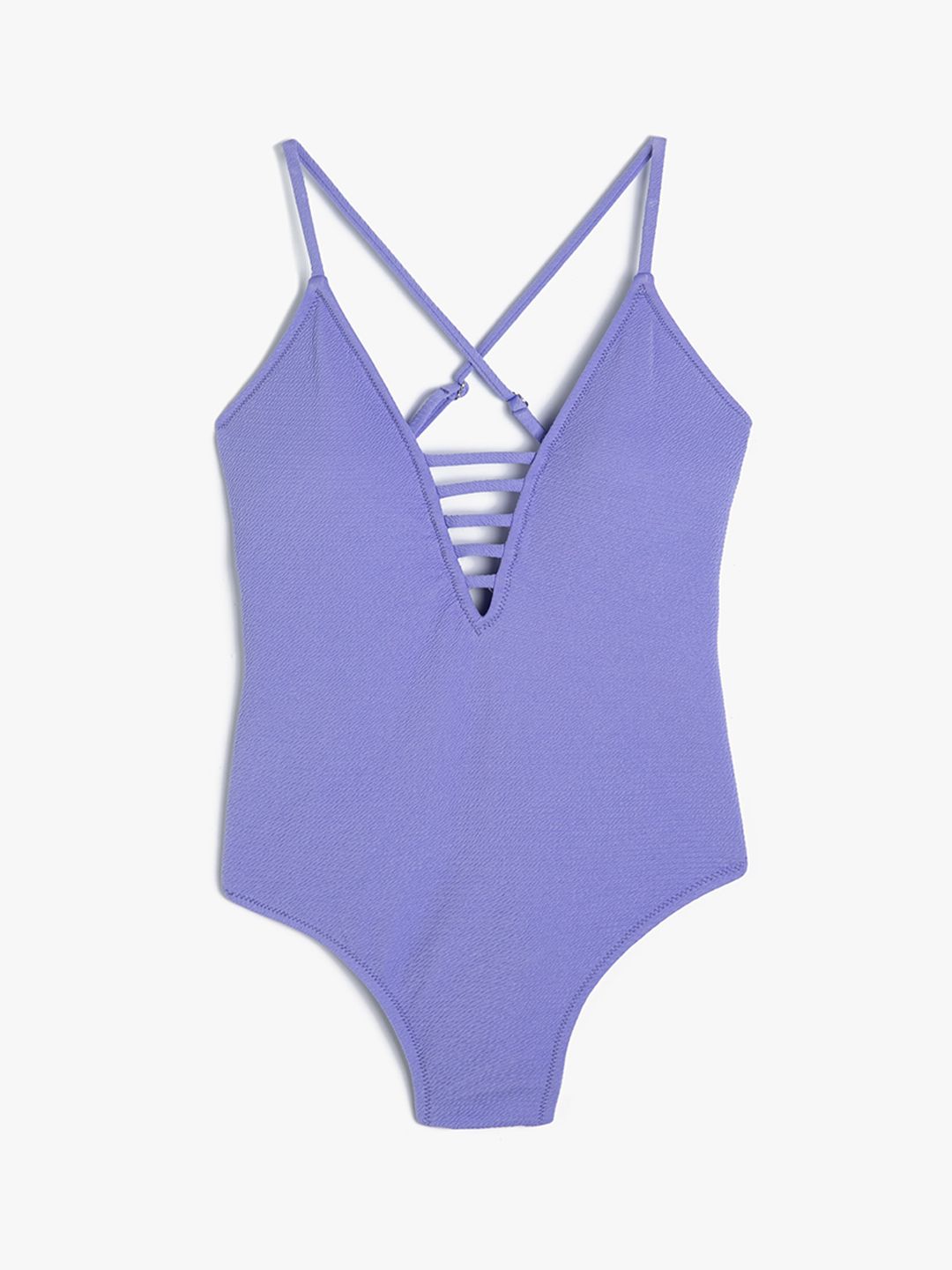 Koton Full Coverage V-Neck Swim Bodysuit