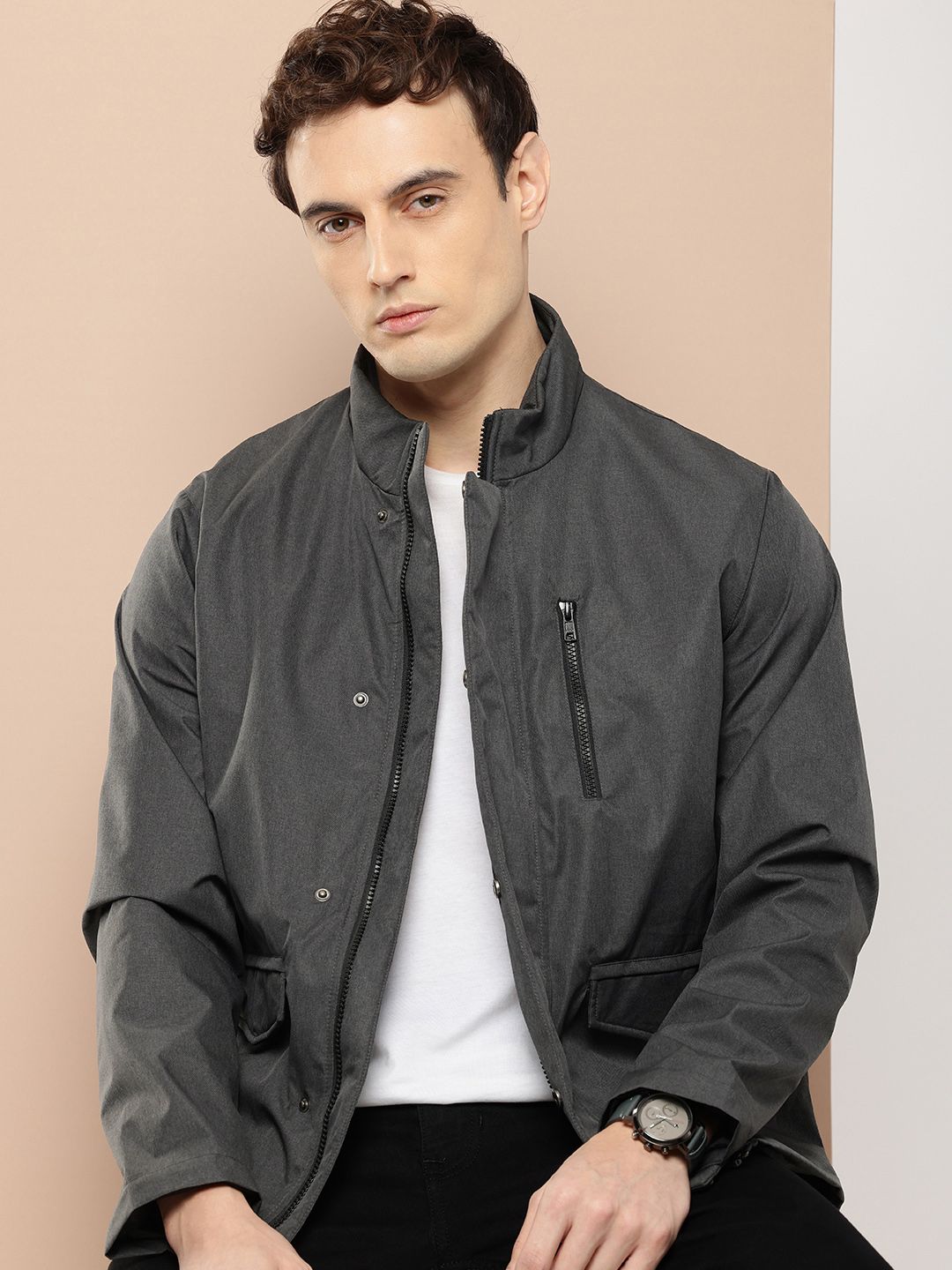INVICTUS Mock Collar Tailored Jacket