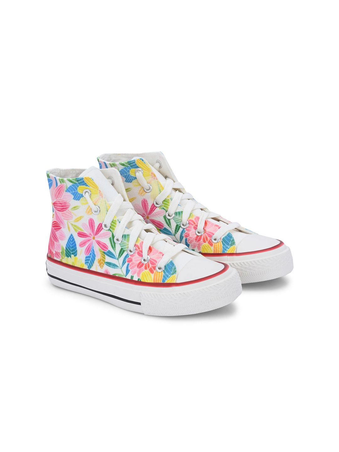 CROWCIA LONDON Women Printed High-Top Lightweight Sneakers