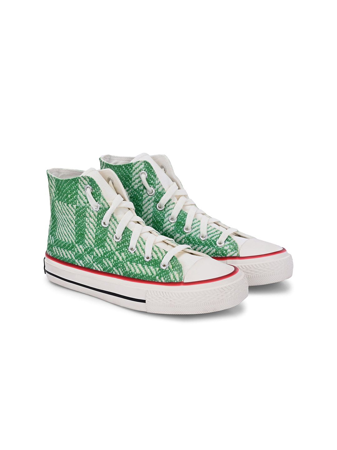 CROWCIA LONDON Women Printed Lightweight High-Top Canvas Sneakers