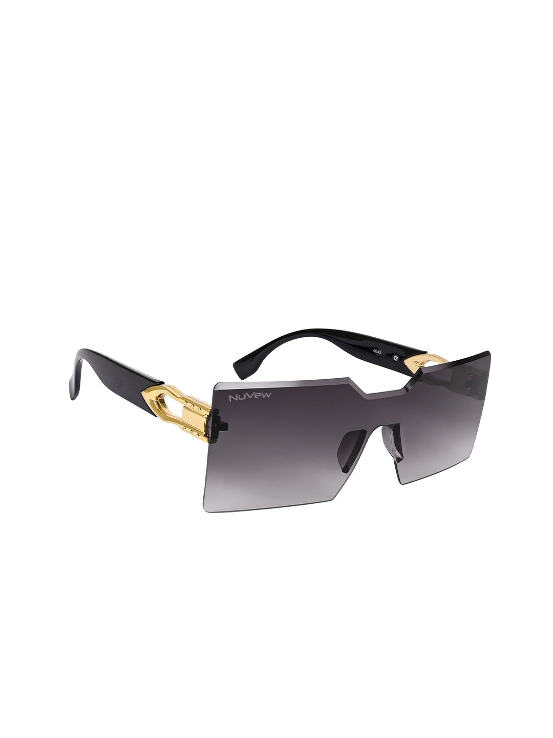 NuVew Unisex Rectangle Sunglasses With UV Protected Lens ES_15449-30-NW-4045-GRY-BKGL-RTWF