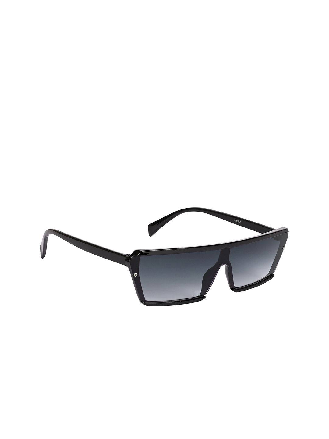 NuVew Unisex Rectangle Sunglasses with UV Protected Lens ES_15456-30-NW-82662-GRY-BLK-RT