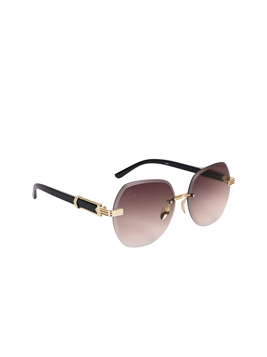 AISLIN Women Round Sunglasses with UV Protected Lens ES_12982-87-AS-6077-BRW-GLBK-RDWF
