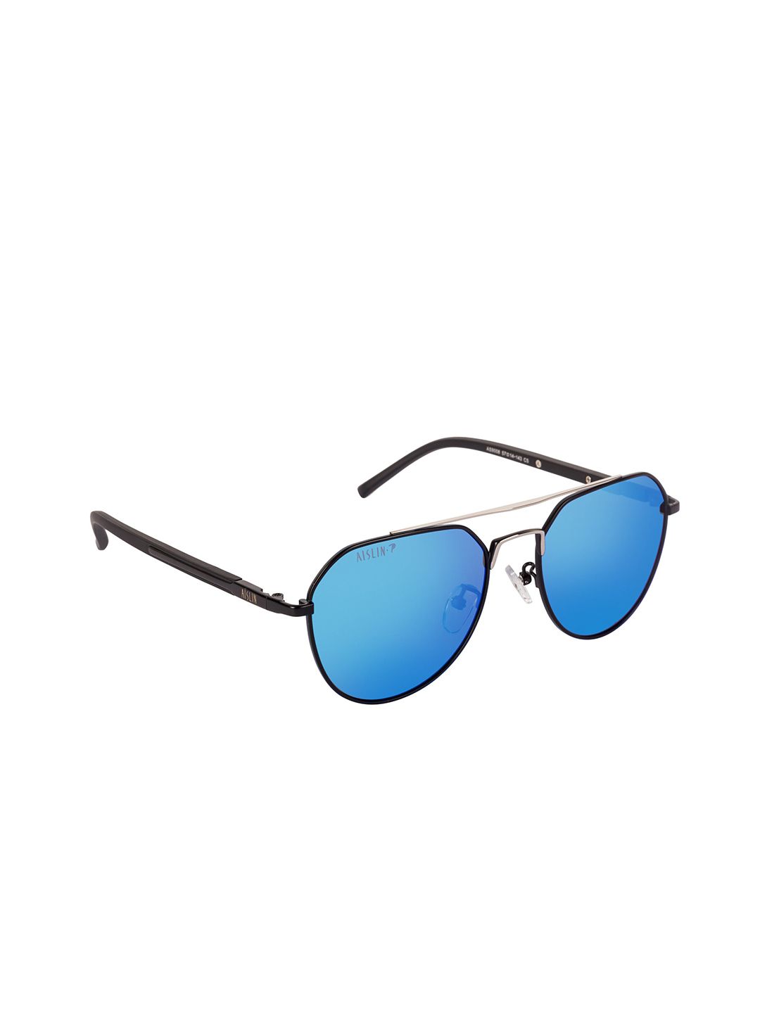 AISLIN Unisex Round Sunglasses with Polarised Lens ES_14253-54-AS-9008-fSBL-mBKST-RDAV