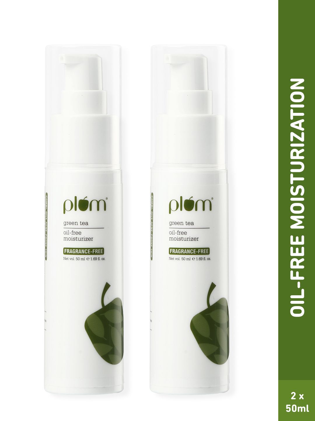 Plum Plum 2Pcs Green Tea Oil-Free Moisturizer With Niacinamide & Hyaluronic - 50ml each