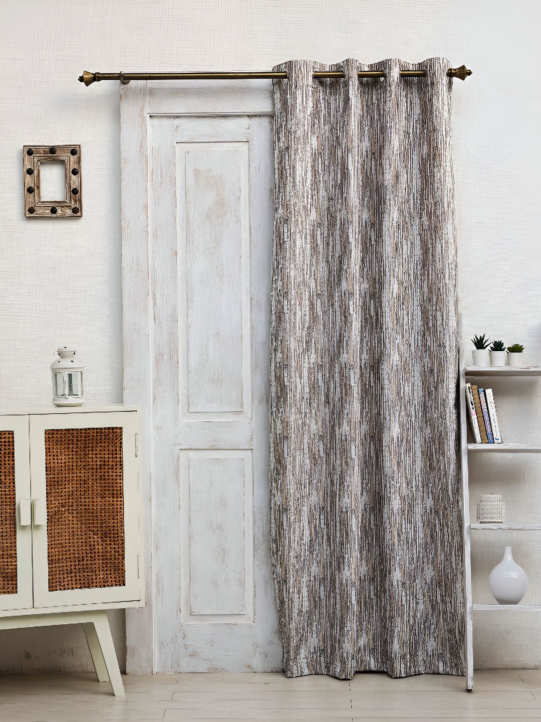 Ariana Grey & Beige Abstract Room Darkening Door Curtain