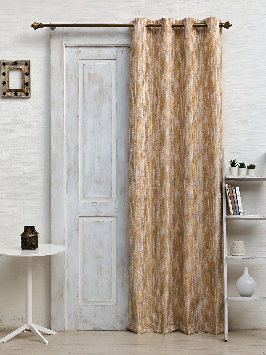 Ariana Gold-Toned Abstract Room Darkening Door Curtain