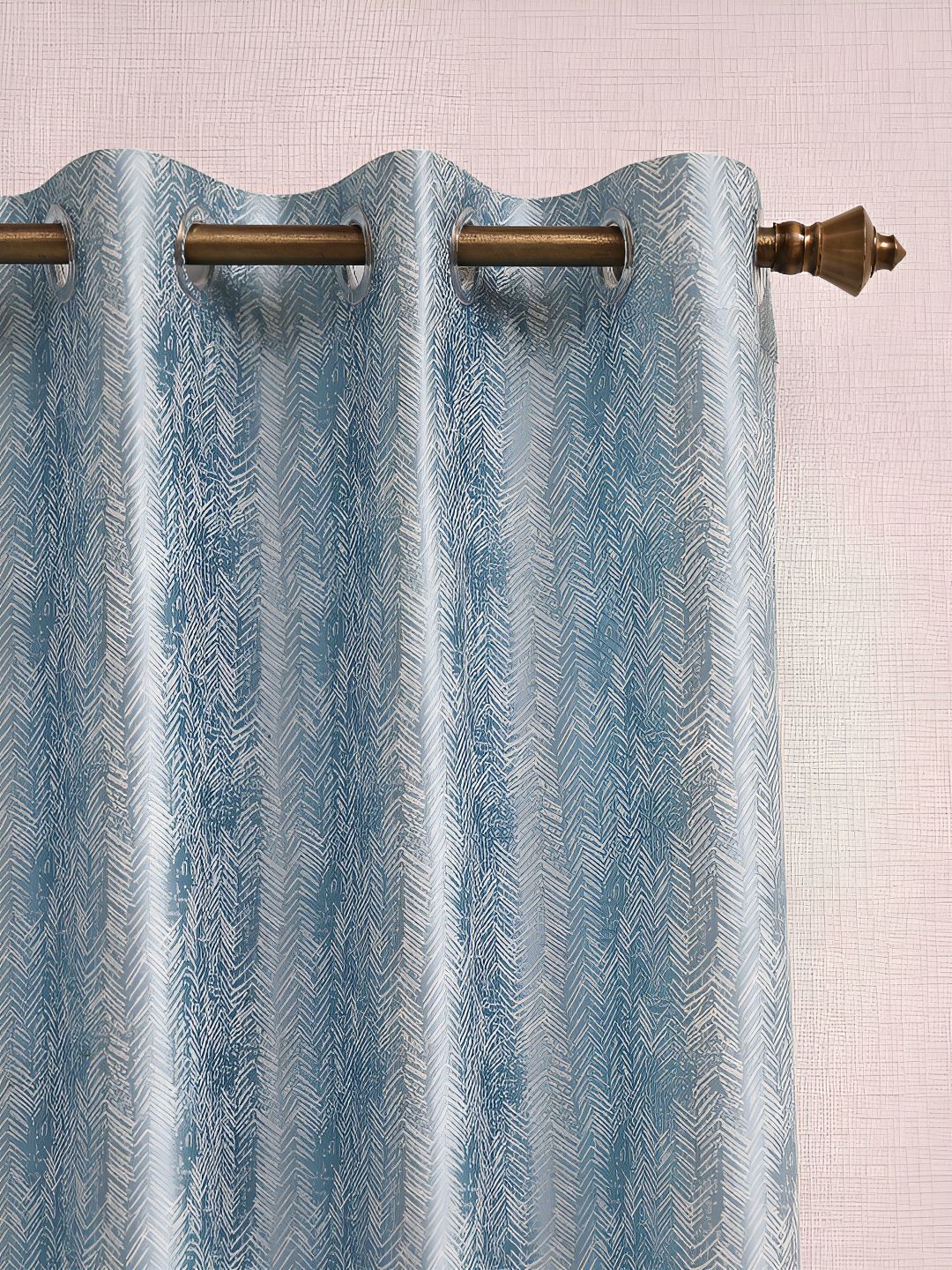 Ariana Blue & White Abstract Printed Room Darkening Door Curtain