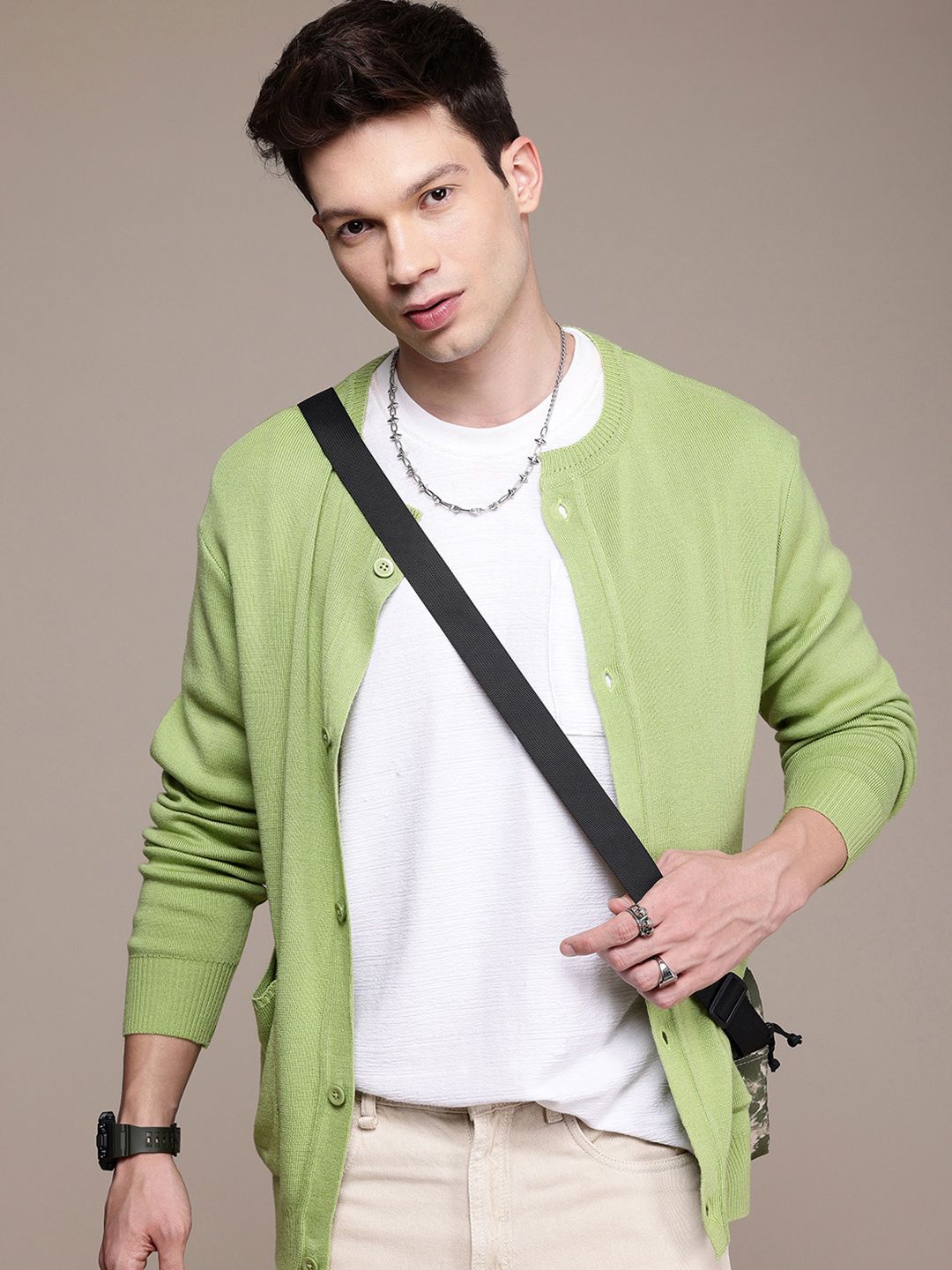 WROGN Round Neck Cardigan
