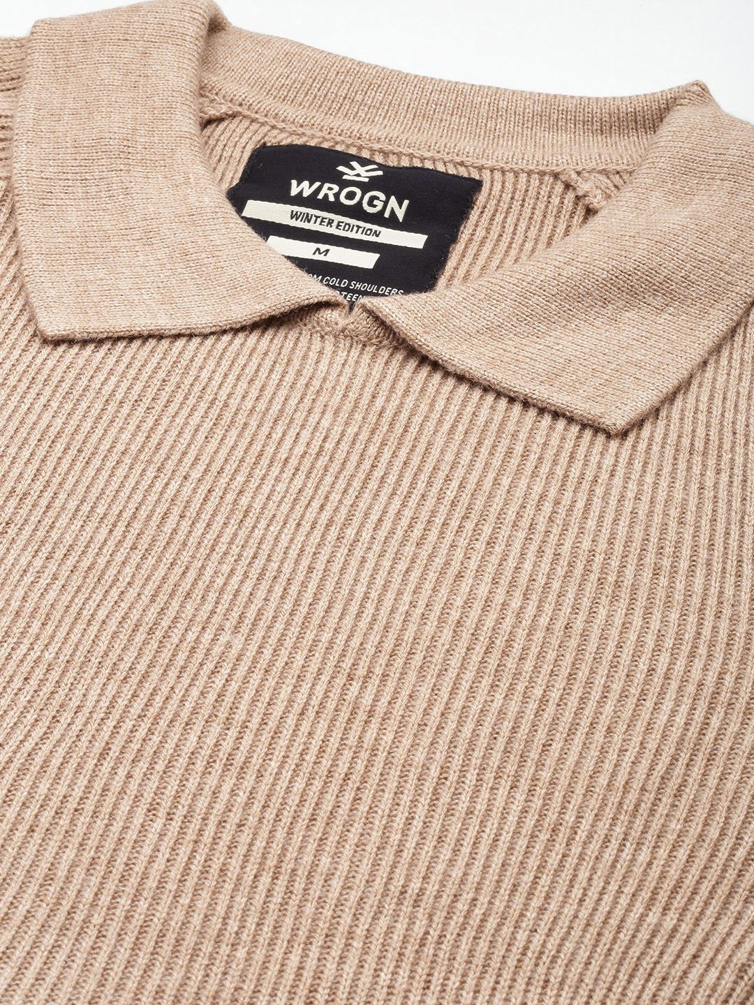 Buy WROGN Polo Collar Cable Knitted Pullover Sweater - Sweaters