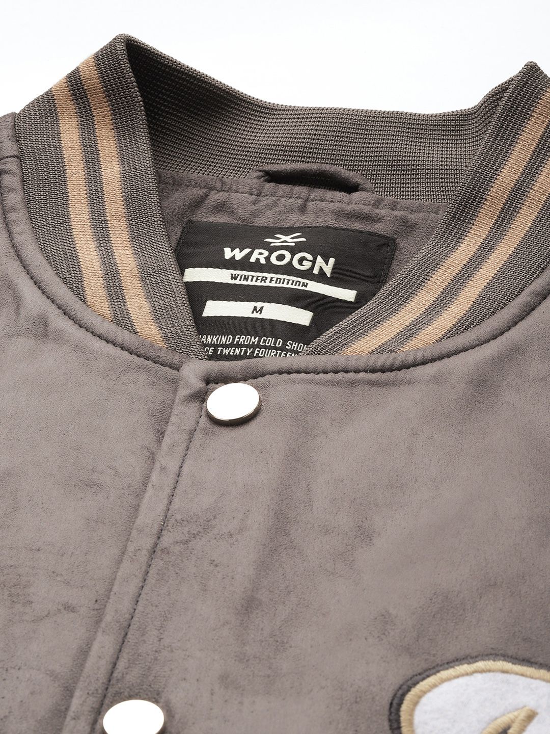 Buy WROGN Typography Embroidered Oversized Varsity Jacket