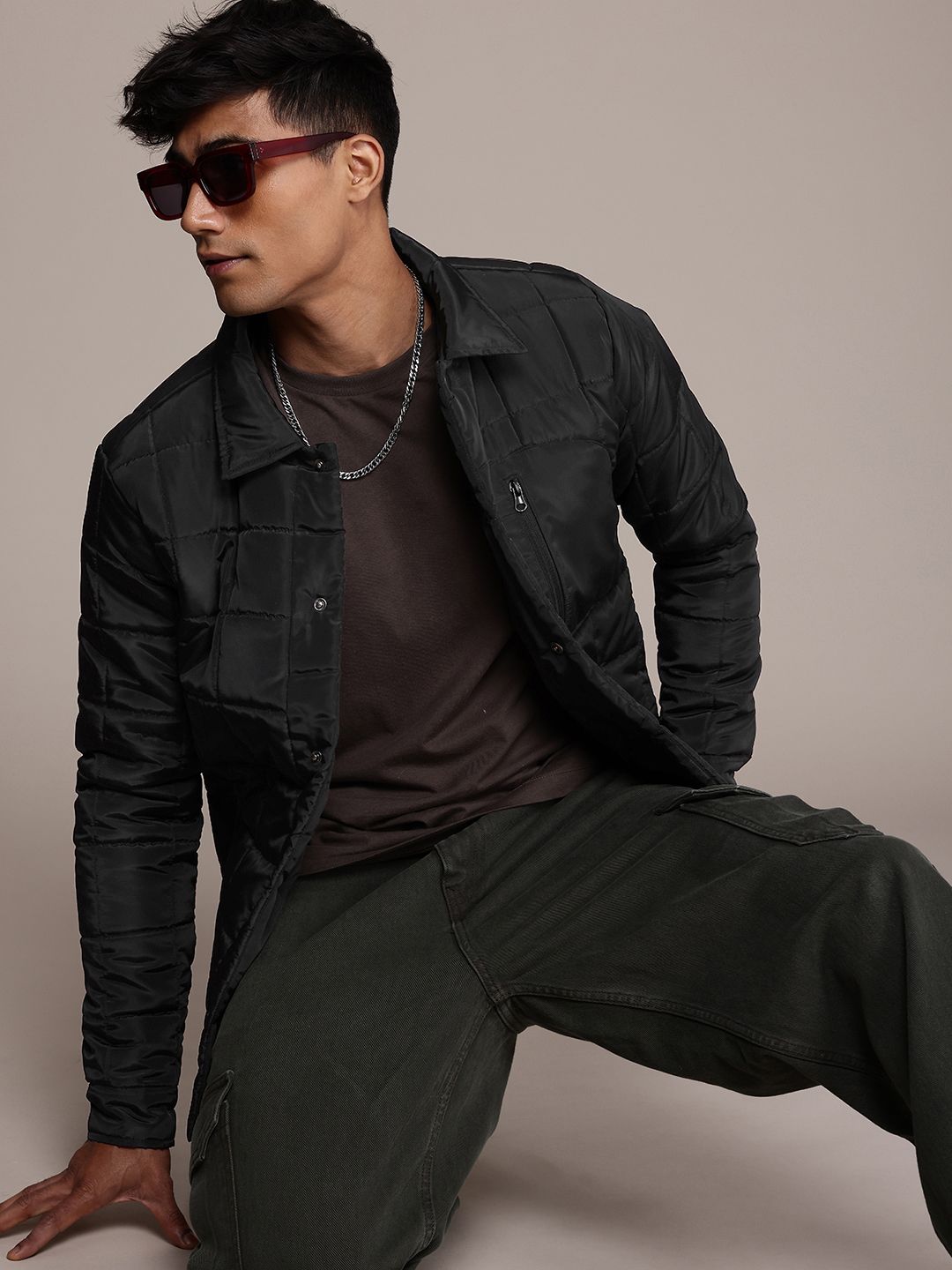 WROGN Spread Collar Quilted Jacket
