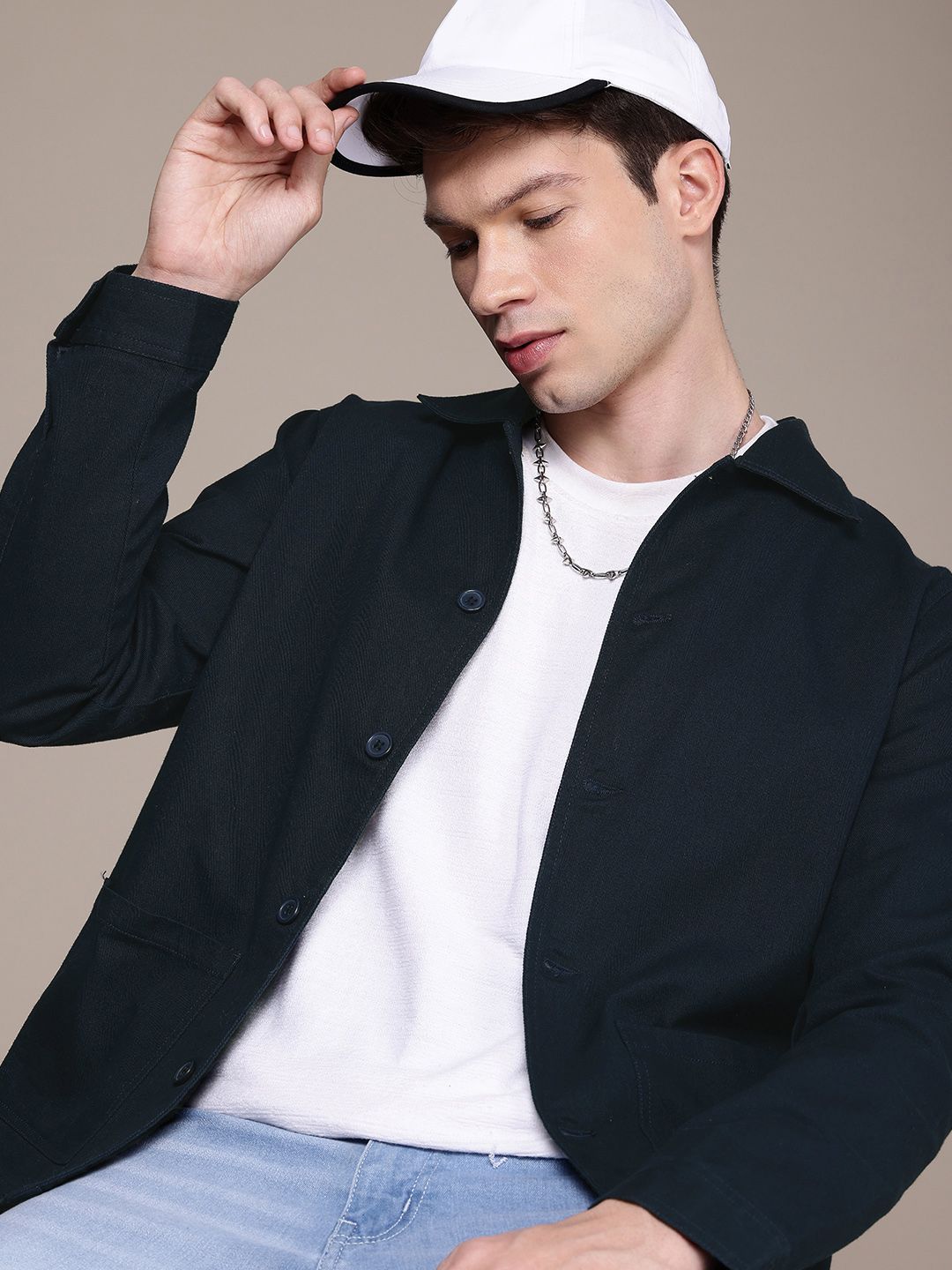 WROGN Spread Collar Comfort Fit Cotton Tailored Jacket