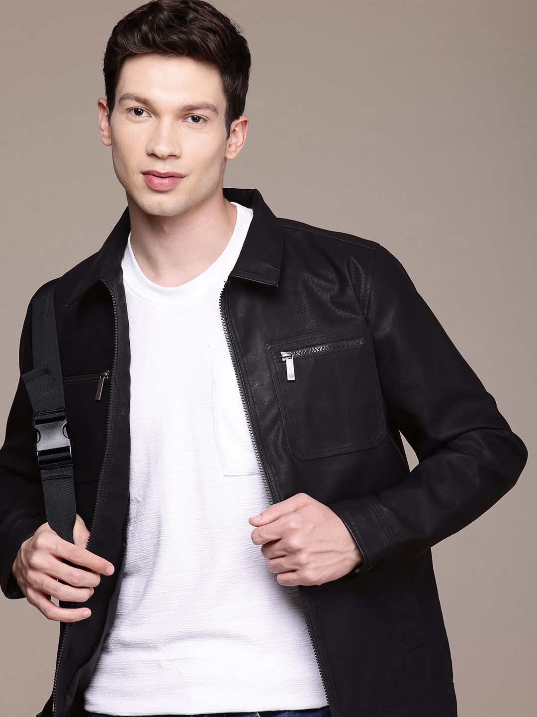 WROGN Spread Collar Biker Jacket