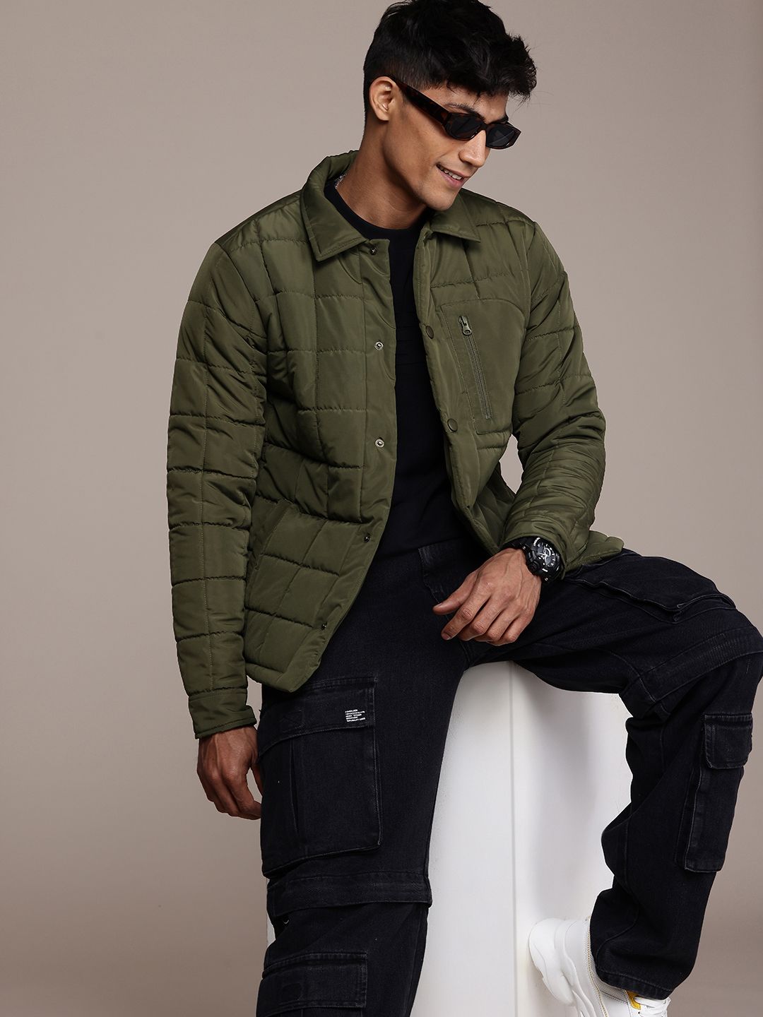 WROGN Spread Collar Quilted Jacket