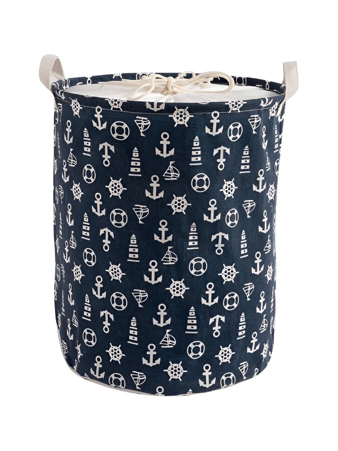 HOKIPO Blue & White Printed Cotton Foldable Laundry Bag 46 L